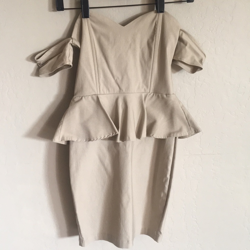 Beige strapless dress